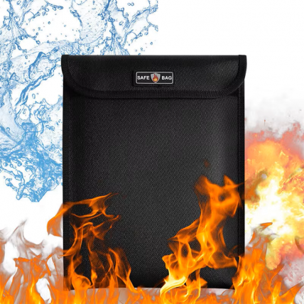 Feuerfeste wasserdichte Dokumentenaufbewahrungstasche, schwarz