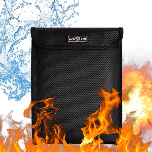 Feuerfeste wasserdichte Dokumentenaufbewahrungstasche, schwarz